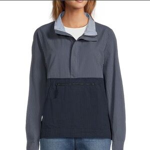 Women’s L.L.Bean Seersucker Anorak Mock Neck Half Zip Pullover Long Sleeve Sml